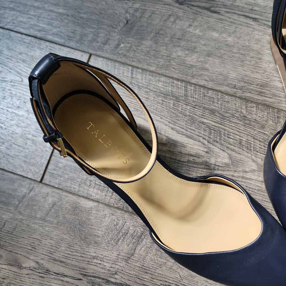 Talbots Women's Laney D'Orsay Navy Soft Nappa Wedge Almond Toe, Size 11M - Picture 10 of 11